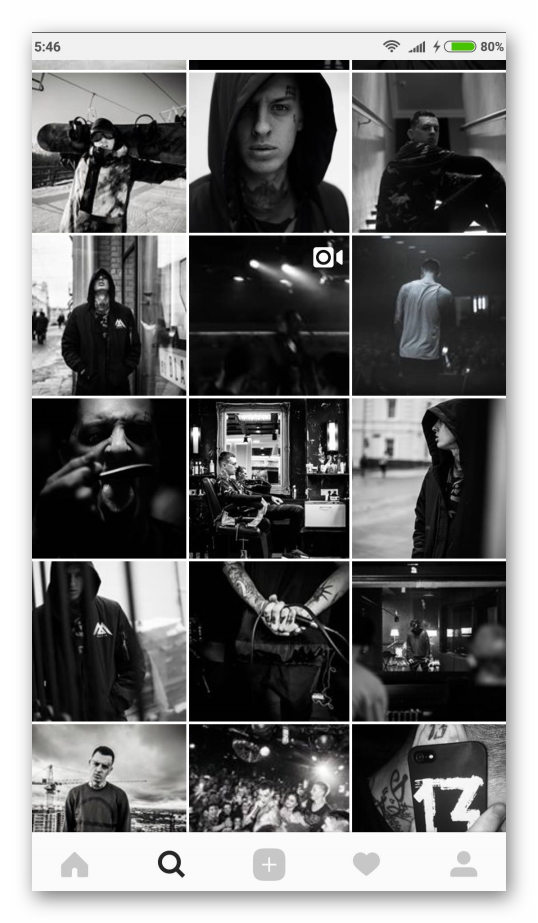 Черно-белый вариант оформления профиля в Instagram