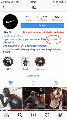 Nike brand hashtag