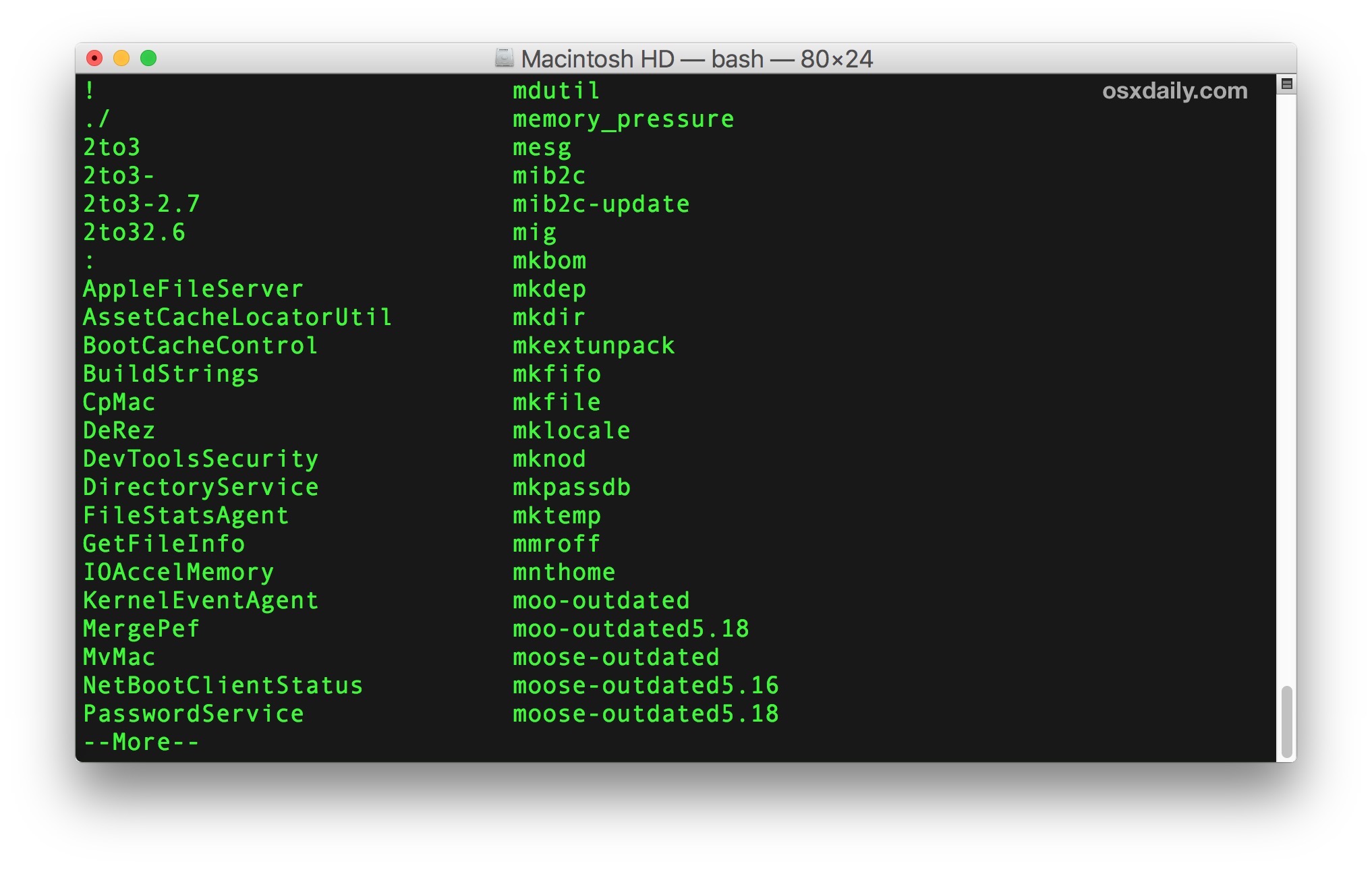 Showing all terminal commands on Mac