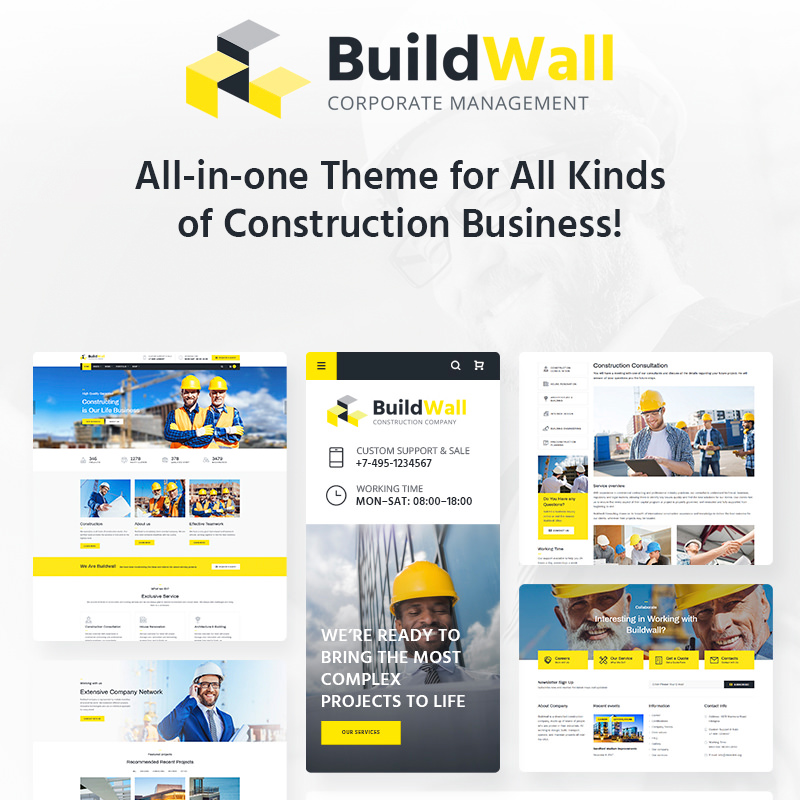 BuildWall - многоцелевой WordPress шаблон сайта строительной компании