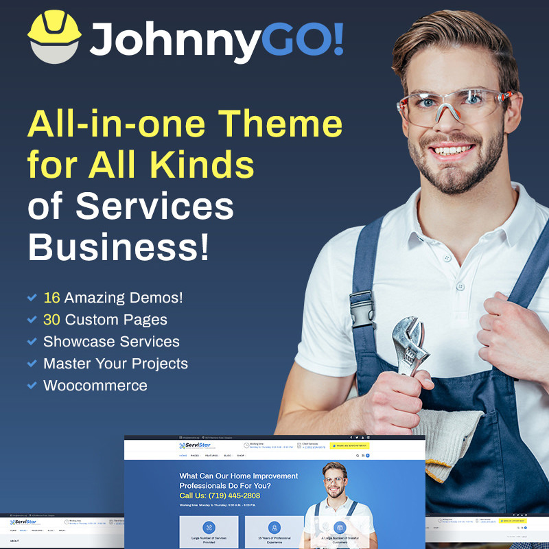 JohnnyGo - многоцелевой WordPress шаблон сайта домашнего ремонта