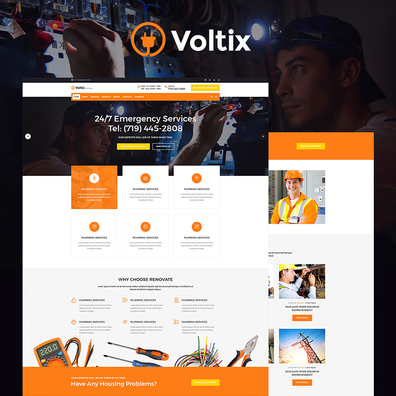 Voltix - шаблон WordPress сайта о домашнем ремонте