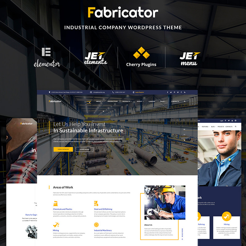 Fabricator - шаблон WordPress сайта промышленной компании