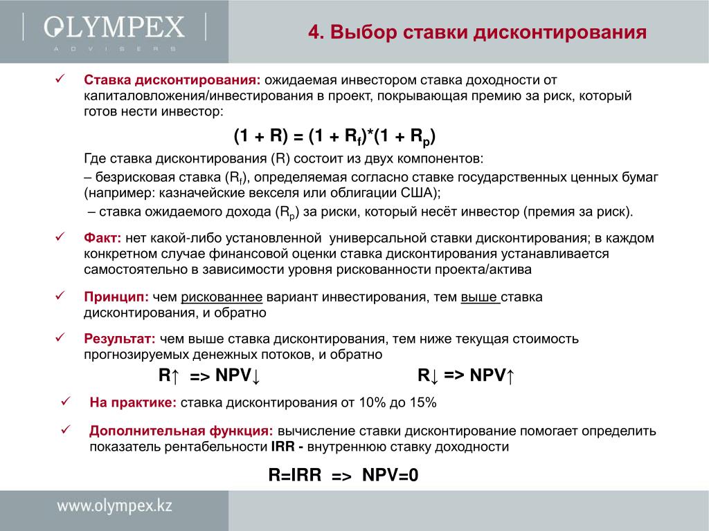 Выбор ставки дисконтирования для оценки эффективности проектов