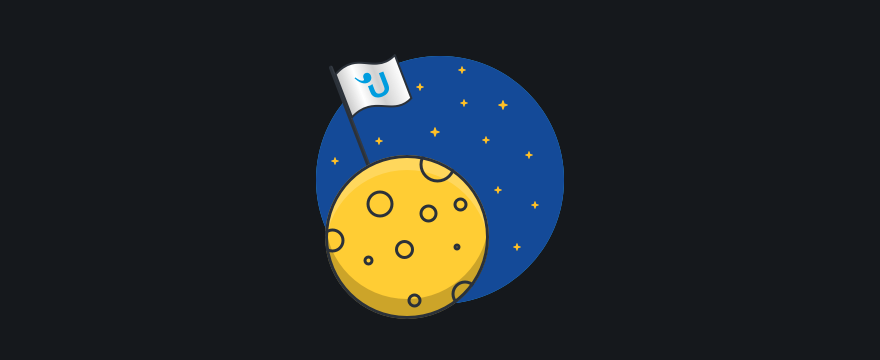 a moon with a Userlike flag – header image for blog post "first steps with live chat"