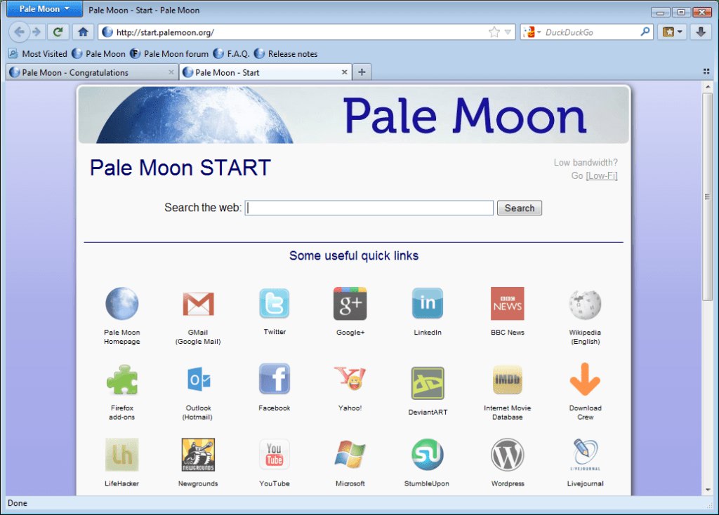 Pale Moon браузер на старый ПК
