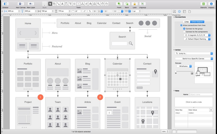 Структура сайта в OmniGraffle