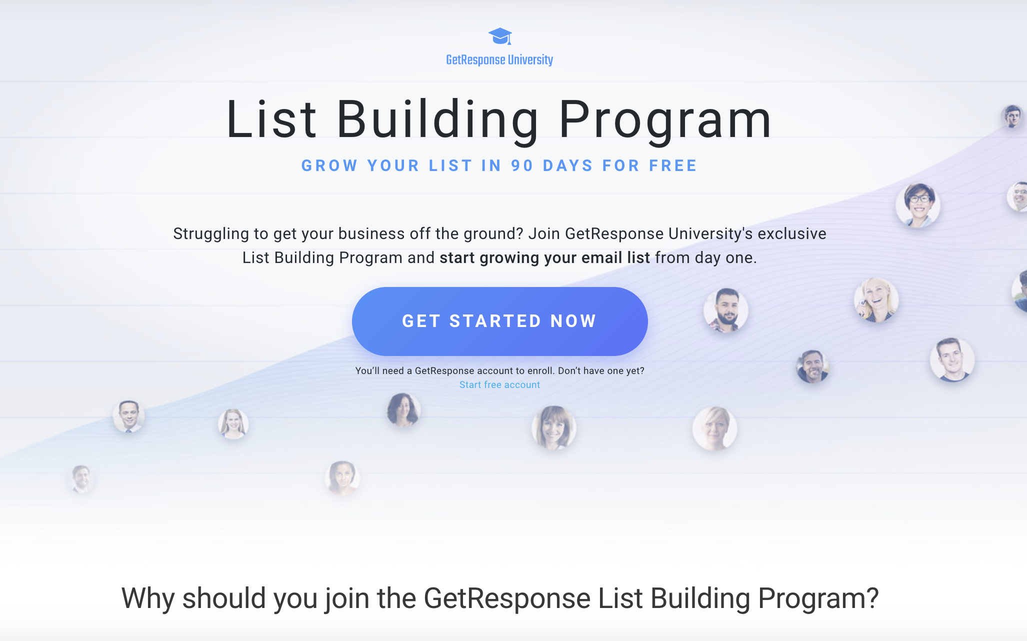 Strong CTA on GetResponse List Building Program landing page