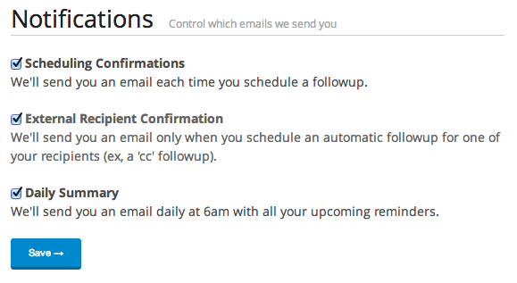 Postponing a followup with email-based actions