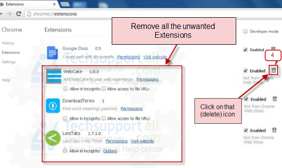 Google Chrome remove extensions2