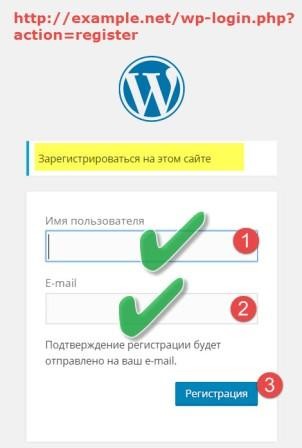 Форма регистрации WordPress